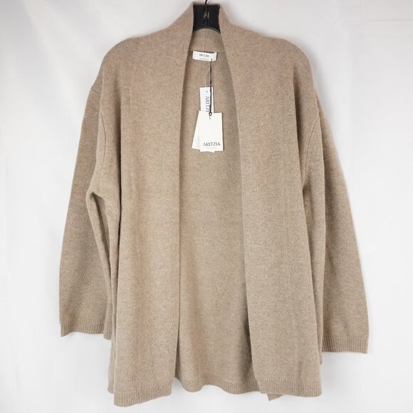 Aritzia Cashmere Relaxed Open-Front Cardigan in Heather Nomad Taupe Size 2 - NWT - Picture 1 of 9